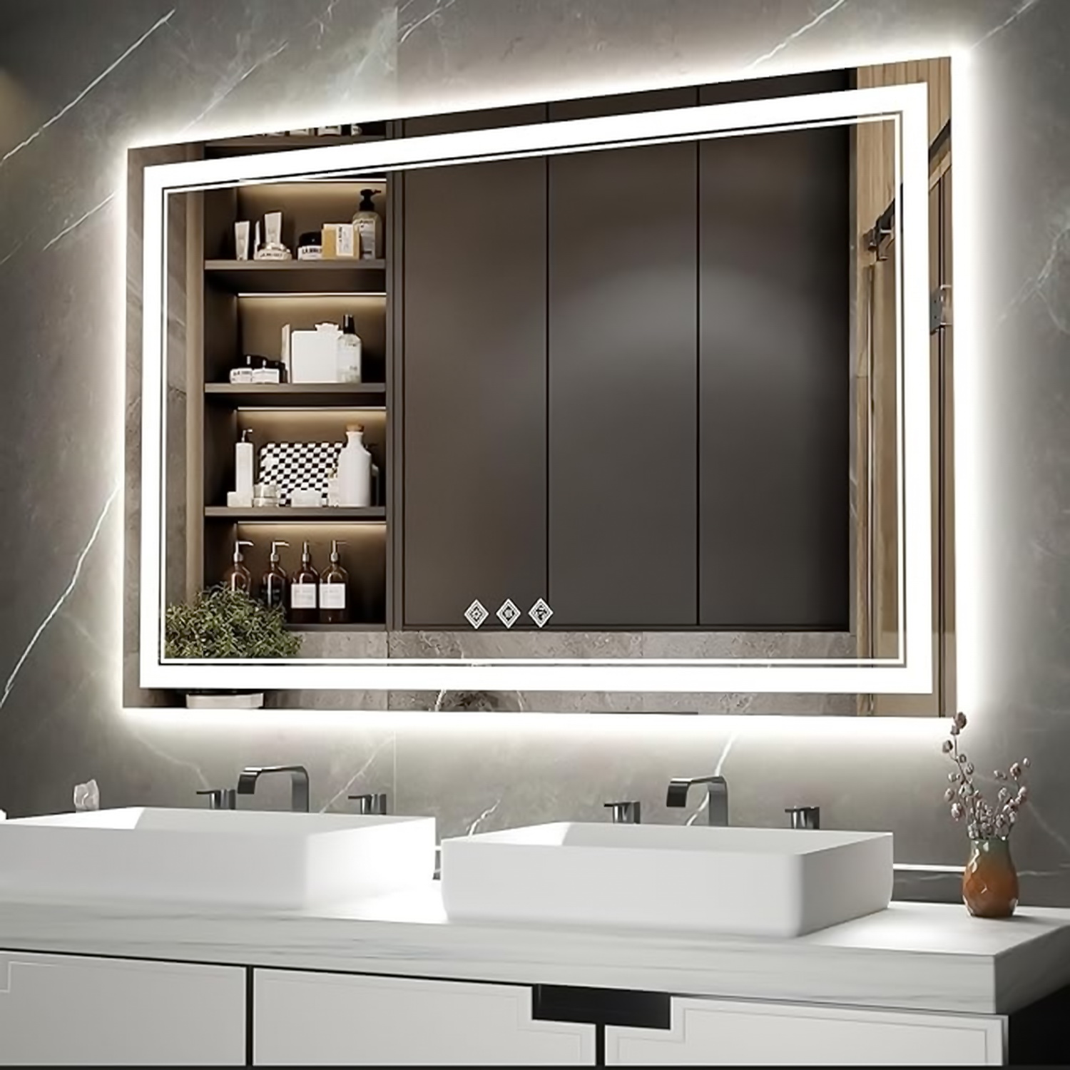 Зеркало с декоративной светящейся рамкой Зеркало с декоративной светящейся рамкой